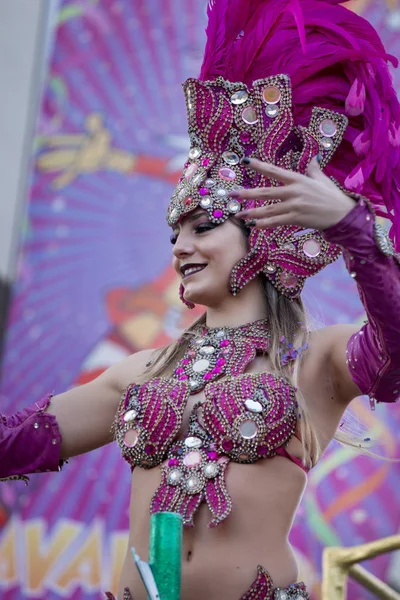 Loule Portugal Feb 2018 Farbenfrohe Karnevals Karnevals Paradeteilnehmer Auf Loule — Stockfoto