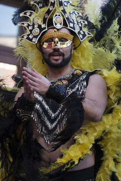 Loule Portugal Feb 2018 Färgglada Carnival Carnaval Parade Festivaldeltagare Loule — Stockfoto