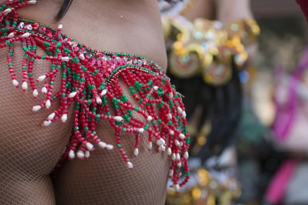 Loule Portugal Feb 2018 Танцы Участников Парада Красочных Карнавалов — стоковое фото