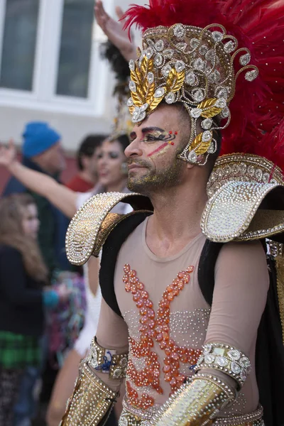 Loule Portugal Feb 2018 Färgglada Carnival Carnaval Parade Festivaldeltagare Loule — Stockfoto