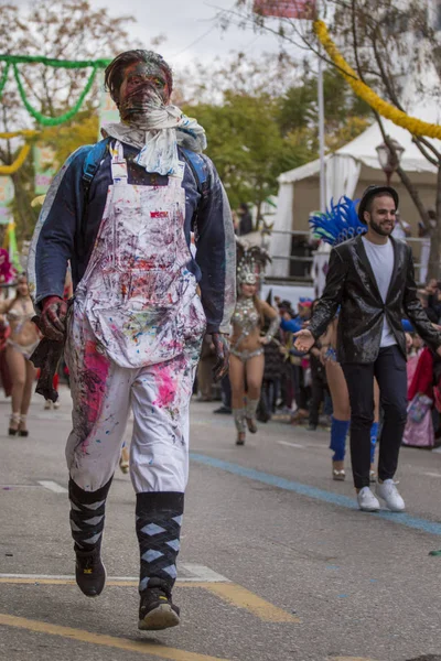 Loule Portekiz Şubat 2018 Renkli Karnaval Geçit Festival Katılımcıları Loule — Stok fotoğraf