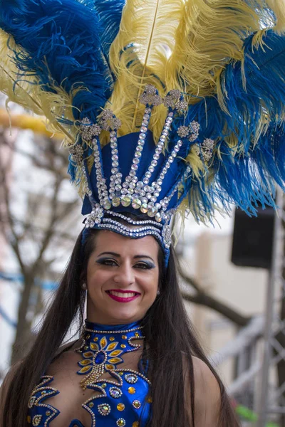 Loule Portugal Feb 2018 Farbenfrohe Karnevals Karnevals Paradeteilnehmer Auf Loule — Stockfoto