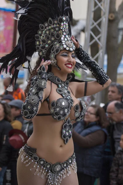 Loule Portugal Feb 2018 Färgglada Carnival Carnaval Parade Festivaldeltagare Loule — Stockfoto