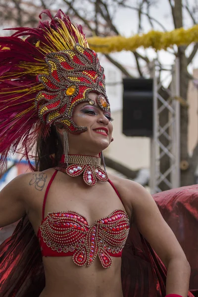 Loule Portugal Feb 2018 Färgglada Carnival Carnaval Parade Festivaldeltagare Loule — Stockfoto