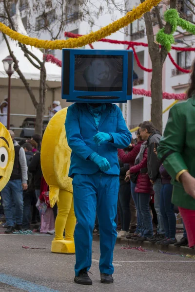 Loule Portekiz Şubat 2018 Renkli Karnaval Carnaval Geçit Festival Katılımcıları — Stok fotoğraf