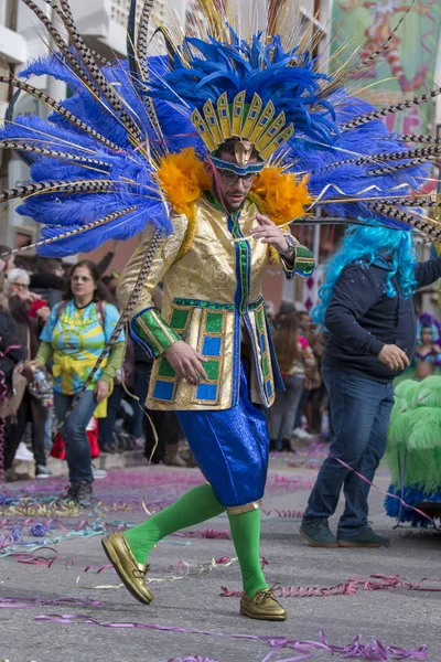 Loule Portugalia Luty 2018 Kolorowy Karnawał Karnawał Parada Uczestników Festiwalu — Zdjęcie stockowe