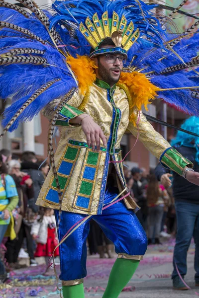 Loule Portugalia Luty 2018 Kolorowy Karnawał Karnawał Parada Uczestników Festiwalu — Zdjęcie stockowe