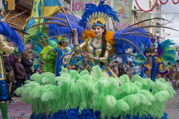 Loule Portugal Feb 2018 Carnaval Colorido Desfile Festival Participantes Ciudad — Foto de Stock