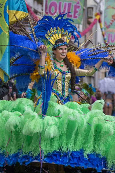 Loule Portugal Février 2018 Carnaval Coloré Carnaval Participants Festival Parade — Photo