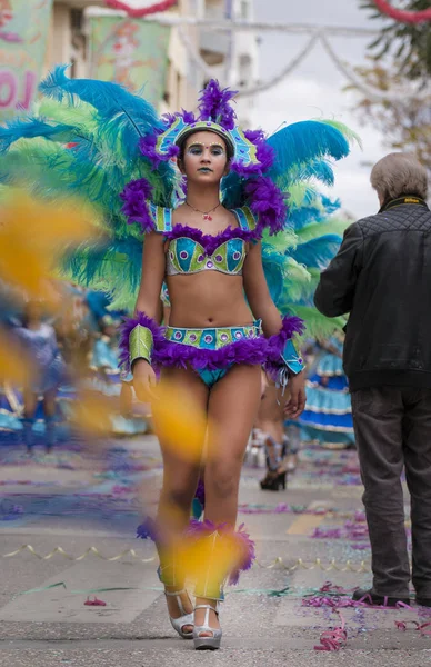 Loule Portugal Feb 2018 Carnaval Colorido Desfile Festival Participantes Ciudad — Foto de Stock