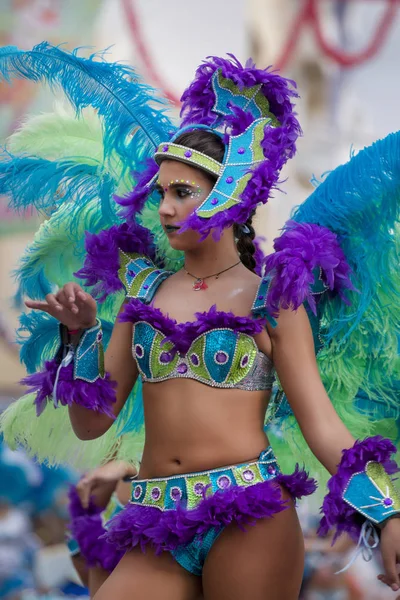 Loule Portugália Feb 2018 Színes Karnevál Carnaval Parade Fesztivál Résztvevői — Stock Fotó