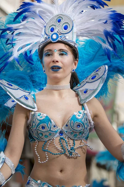 Loule Portogallo Feb 2018 Carnevale Colorato Carnevale Partecipanti Festival Parade — Foto Stock