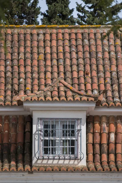 Vista Típico Telhado Azulejo Vermelho Português — Fotografia de Stock