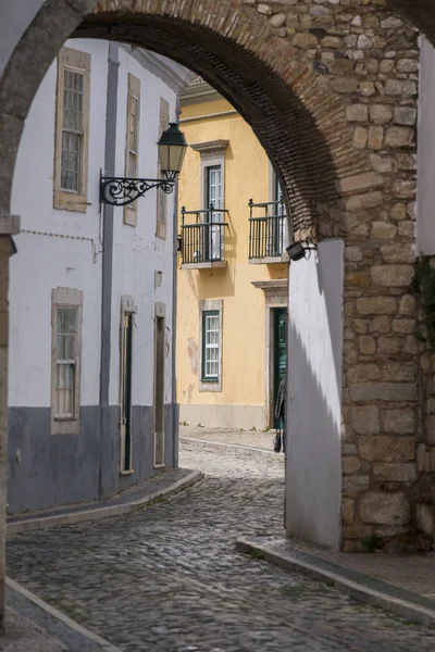 Vue Arche Historique Dans Ville Faro Portugal — Photo