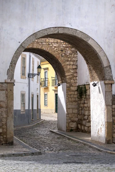 Veduta Dell Arco Storico Nella Città Faro Portogallo — Foto Stock