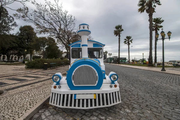 Close View Long Tourist Train Faro City Parked Garden Manuel — Stock Photo, Image