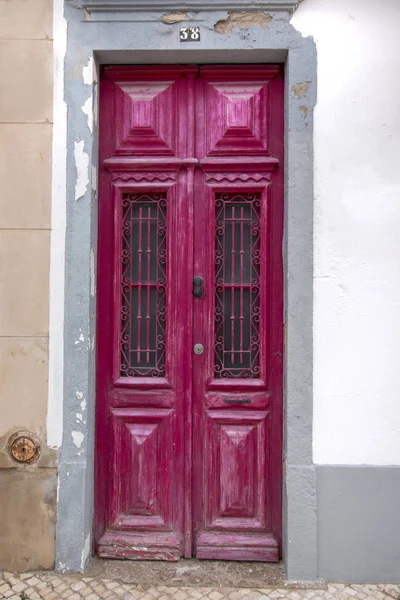 Typical Wooden Doors Portuguese Architecture Buildings — Stock Photo, Image