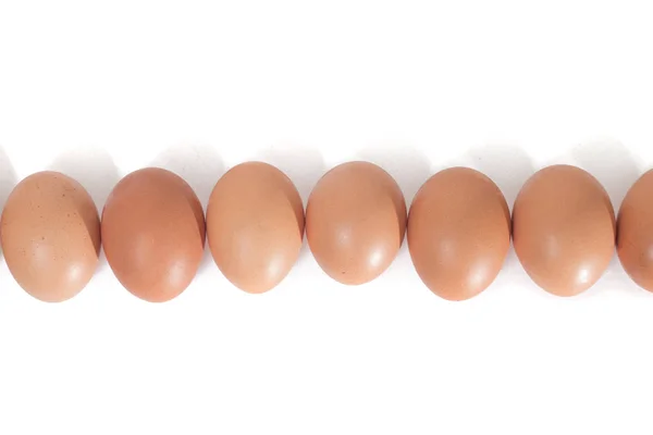 Яйця Вирівняні Горизонтально Ізольовані Білому Тлі — стокове фото