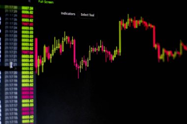 İnişler ve çıkışlar ile bilgisayar veri grafiği görünümünü yakın çekim.