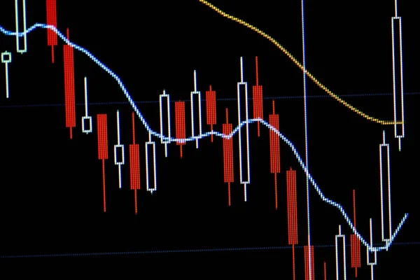 Tampilan Close Dari Grafik Data Komputer Dengan Ups Dan Downs — Stok Foto