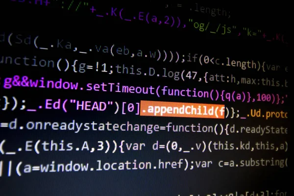 Close up of computer web page code inside of html file.