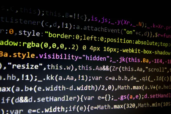 Close up of computer web page code inside of html file.