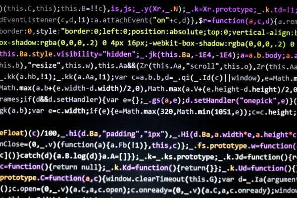 Close up of computer web page code inside of html file.