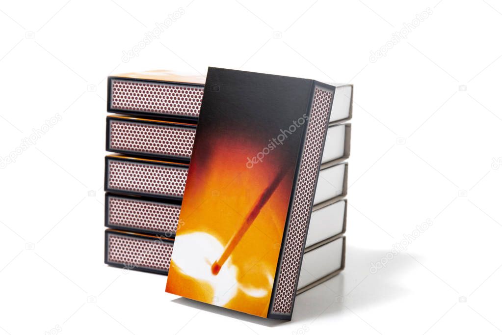Boxes of matches isolated on a white background.