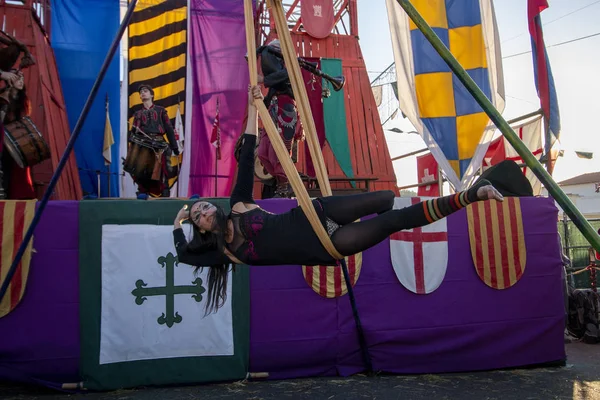 Medieval performers on festival — Stock Photo, Image