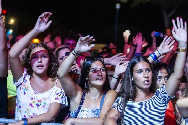 Publiczność oglądać muzyka artysty na Festiwalu — Zdjęcie stockowe