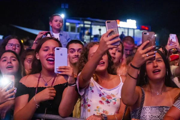 Audience guarda l'artista musicale al Festival — Foto Stock