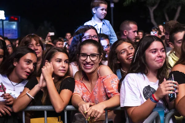 Publiczność oglądać muzyka artysty na Festiwalu — Zdjęcie stockowe