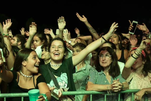 Audience guarda l'artista musicale al Festival — Foto Stock