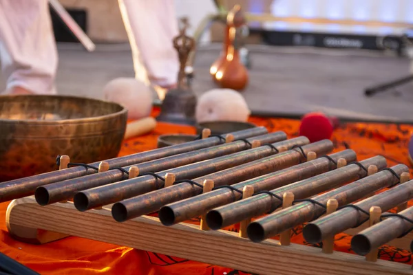 Metal pipe xylophone — 스톡 사진