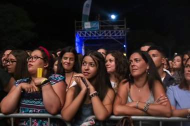 Festivalde izleyiciler müzik sanatçılarını izliyor