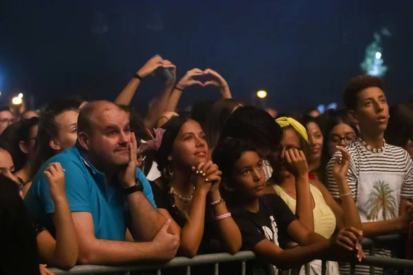 Diváci sledují hudebního umělce na festivalu — Stock fotografie