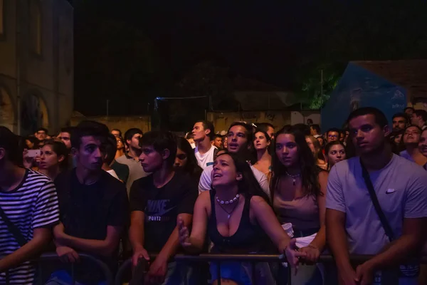 Auditoire regarder artiste de musique sur Festival — Photo