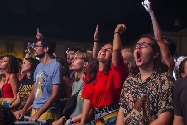 Auditoire regarder artiste de musique sur Festival — Photo