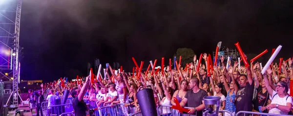 Audience guarda l'artista musicale al Festival — Foto Stock