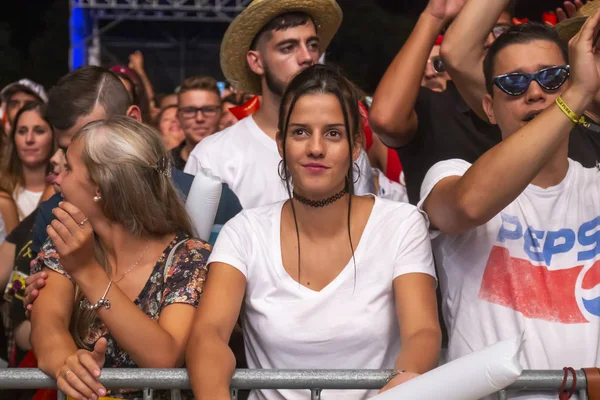 Audience guarda l'artista musicale al Festival — Foto Stock