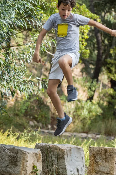 Cute boy outdoor running — Stock Photo, Image