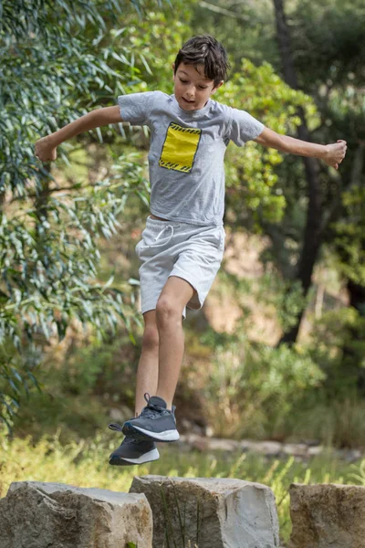 Cute boy outdoor running — Stock Photo, Image