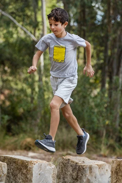 Cute boy outdoor running — Stock Photo, Image