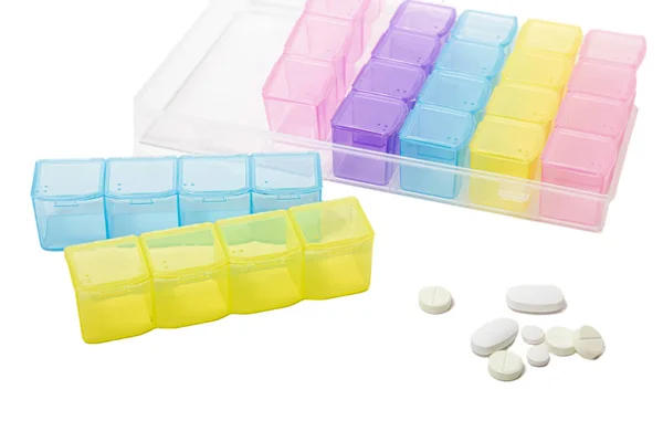 Colored pillbox organizer — Stock Photo, Image