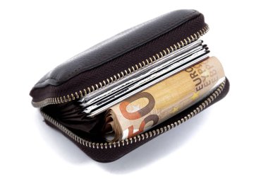 euro para dolu bir cüzdan