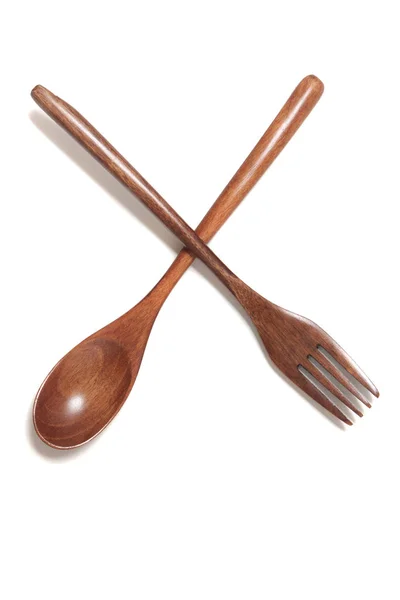Tenedor y cuchara de madera — Foto de Stock