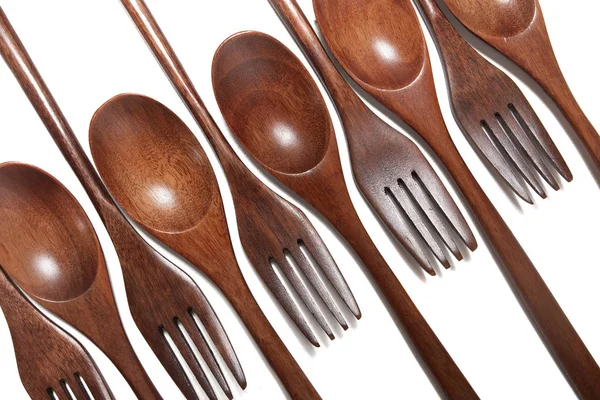 Forchette e cucchiai di legno — Foto Stock