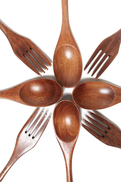 Tenedores y cucharas de madera — Foto de Stock