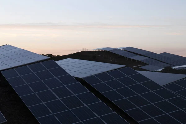 Campo de paneles solares —  Fotos de Stock