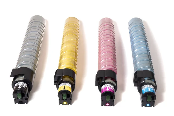Cartridge Untuk Laser Printer Selaras Pada Latar Belakang Putih — Stok Foto